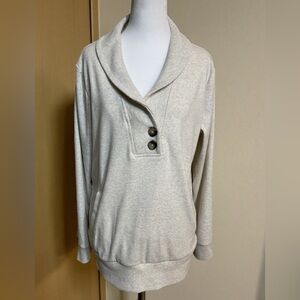 Banana Republic Women's Oatmeal Shawl Collar Pull Over Sweatshirt Size Large